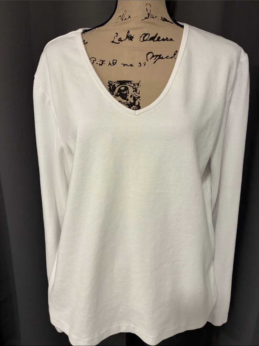Tall Girl Women’s White V-Neck Long Sleeve Tee